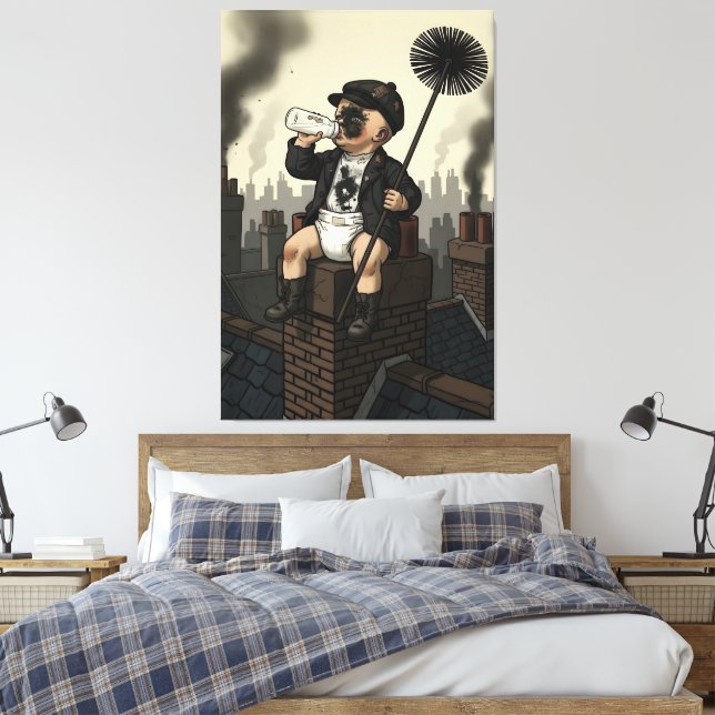 Victorian Baby Funny Chimney Sweep Theme Canvas Print (Insitu(Bedroom))
