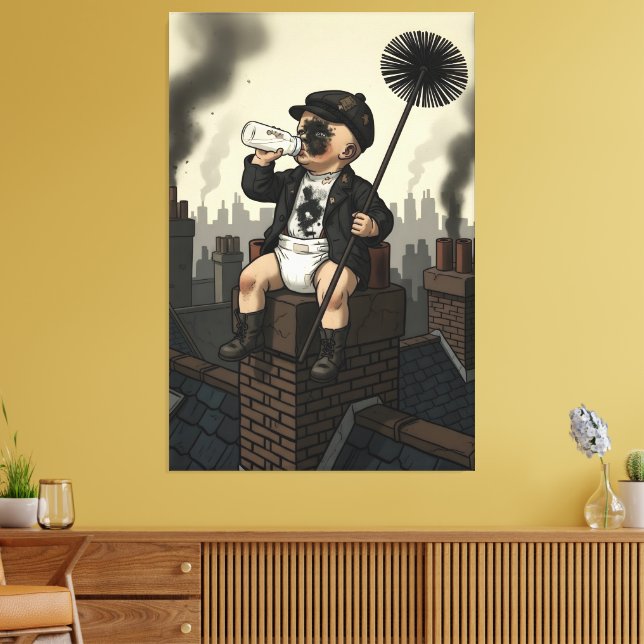 Victorian Baby Funny Chimney Sweep Theme Canvas Print (Insitu(LivingRoom))