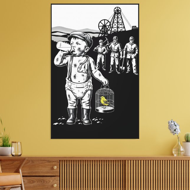 Victorian Baby Funny Coal Miner Theme Canvas Print (Insitu(LivingRoom))