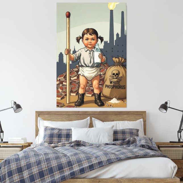 Victorian Baby Girl Matchstick Maker Canvas Print (Insitu(Bedroom))