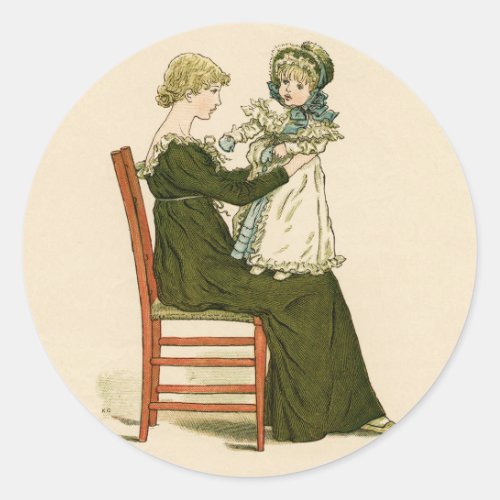 Victorian Baby Greenaway Mother Classic Round Sticker