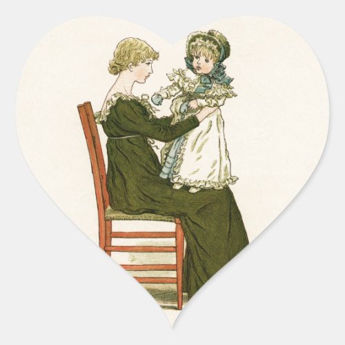 Victorian Baby Greenaway Mother Heart Sticker