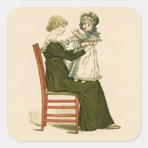 Victorian Baby Greenaway Mother Square Sticker