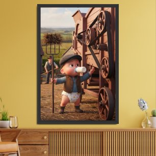 Victorian Baby Hilarious Farm Worker Theme Framed Art