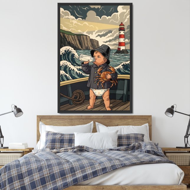 Victorian Baby Hilarious Sea Fisherman Theme Framed Art (Bedroom)