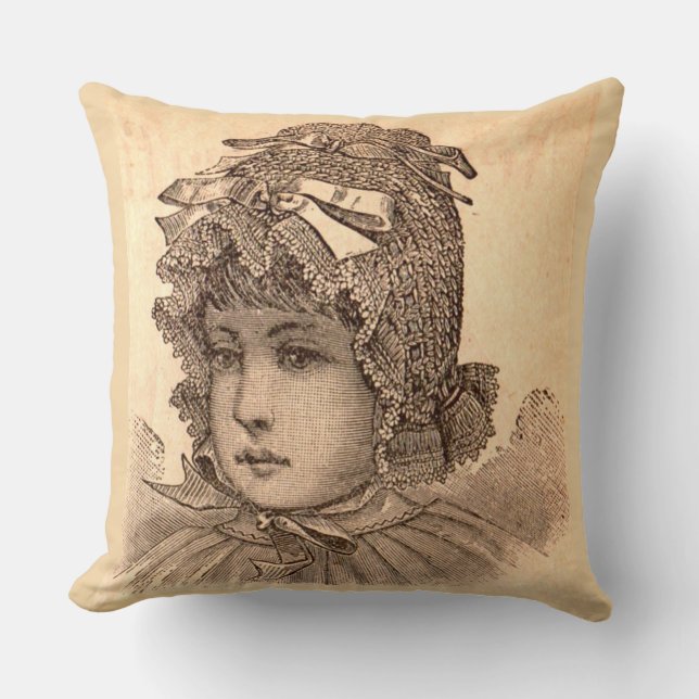 Victorian baby print throw pillow (Front)