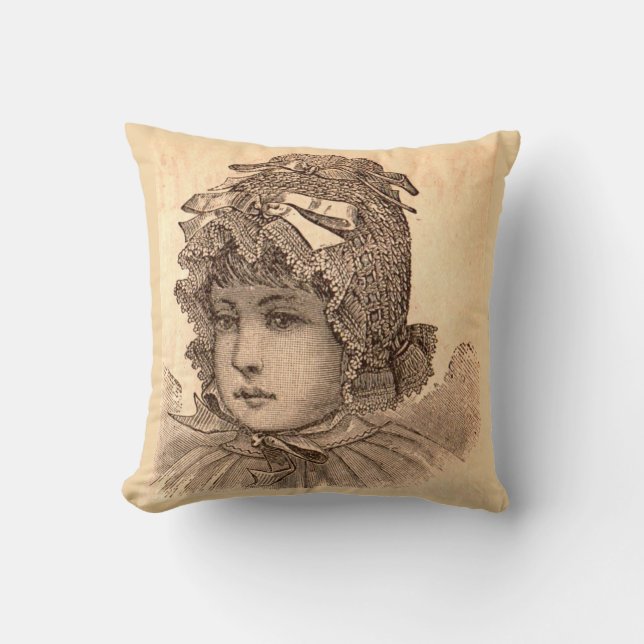 Victorian baby print throw pillow (Front)