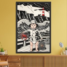 Victorian Baby Sea Fisherman Framed Art