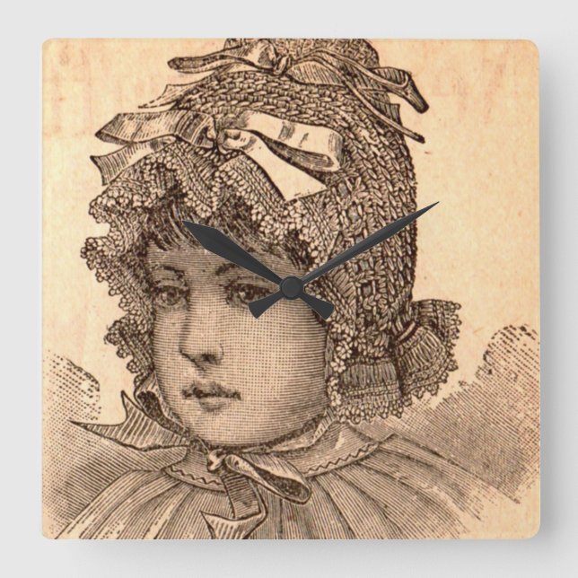 Victorian baby square wall clock (Front)