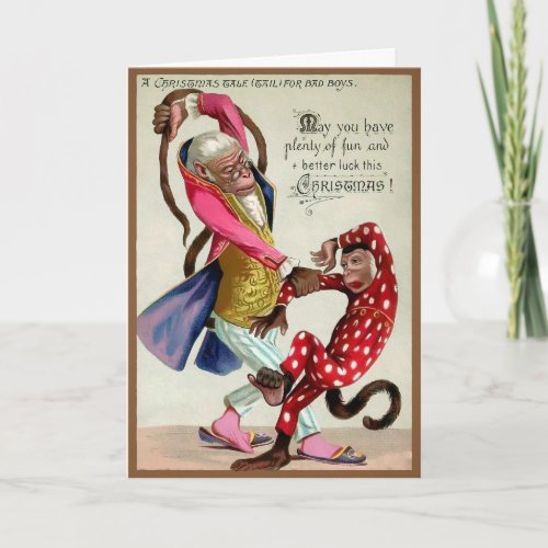 Victorian Bad Monkey Christmas Card 