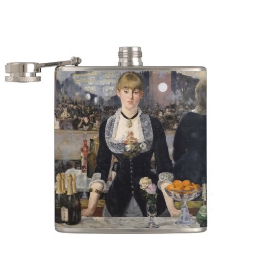 Victorian Bar Girl at Folies Bergere in France Flask