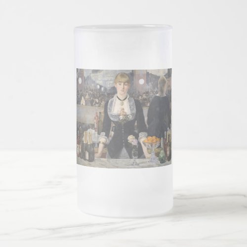 Victorian Bar Girl at Folies Bergere in France Frosted Glass Beer Mug