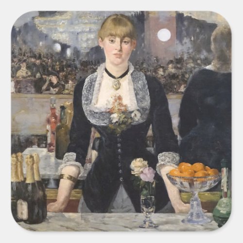 Victorian Bar Girl at Folies Bergere in France Square Sticker