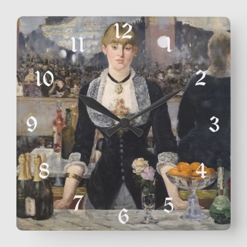 Victorian Bar Girl at Folies Bergere in France Square Wall Clock