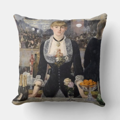 Victorian Bar Girl at Folies Bergere in France Throw Pillow
