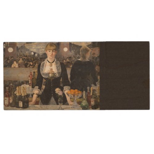 Victorian Bar Girl at Folies Bergere in France Wood Flash Drive