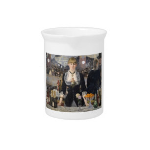 Victorian Barmaid Girl at Folies Bergere, France Beverage Pitcher