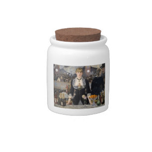 Victorian Barmaid Girl at Folies Bergere, France Candy Jar