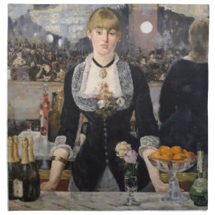 Victorian Barmaid Girl at Folies Bergere, France Cloth Napkin