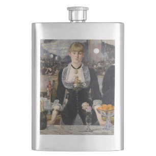 Victorian Barmaid Girl at Folies Bergere, France Flask