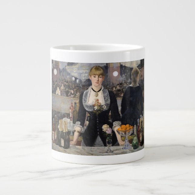 Victorian Barmaid Girl at Folies Bergere, France Giant Coffee Mug (Front)