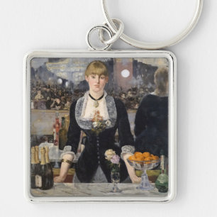 Victorian Barmaid Girl at Folies Bergere, France Keychain