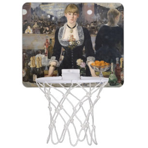 Victorian Barmaid Girl at Folies Bergere, France Mini Basketball Hoop