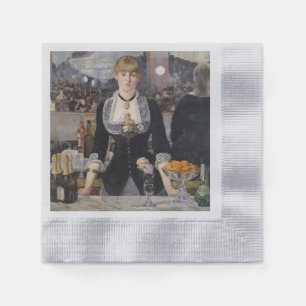 Victorian Barmaid Girl at Folies Bergere, France Napkins