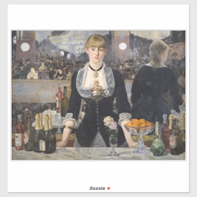 Victorian Barmaid Girl at Folies Bergere, France Sticker (Sheet)