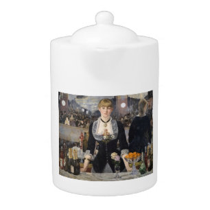 Victorian Barmaid Girl at Folies Bergere, France Teapot