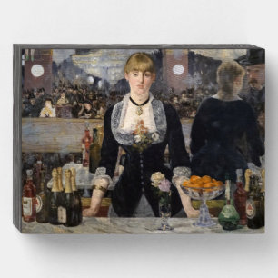 Victorian Barmaid Girl at Folies Bergere, France Wooden Box Sign