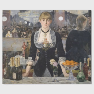 Victorian Barmaid Girl at Folies Bergere, France Wrapping Paper