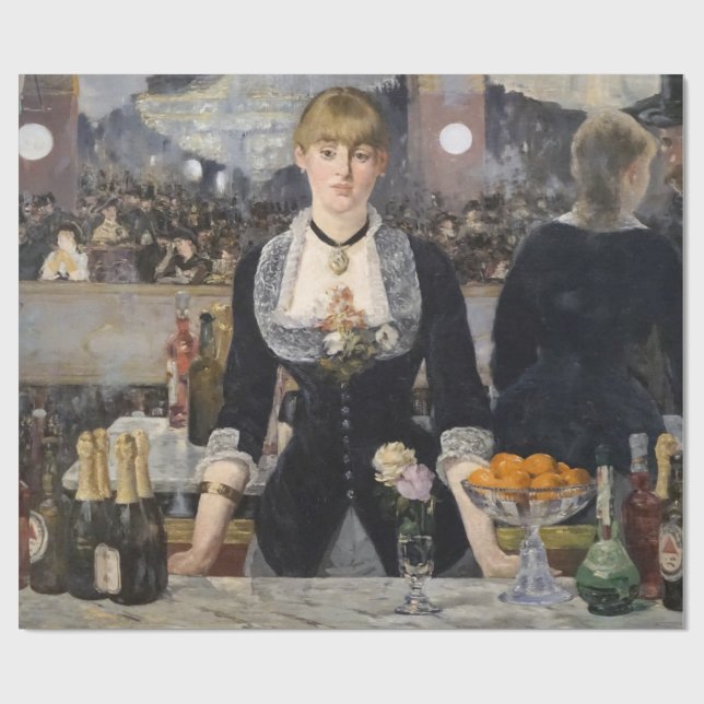 Victorian Barmaid Girl at Folies Bergere, France Wrapping Paper (Flat)