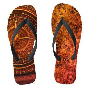Victorian baroque clock steampunk brown flip flops