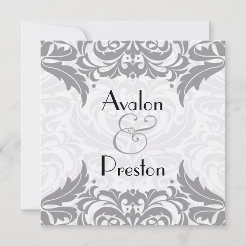Victorian Baroque Grey Flourish Wedding Invitation