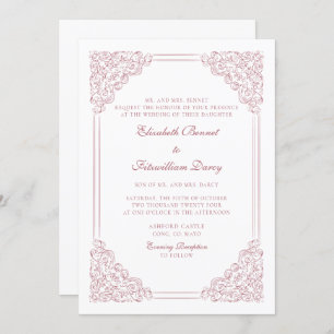 Victorian Baroque Muted Pink Vintage Frame Wedding Invitation