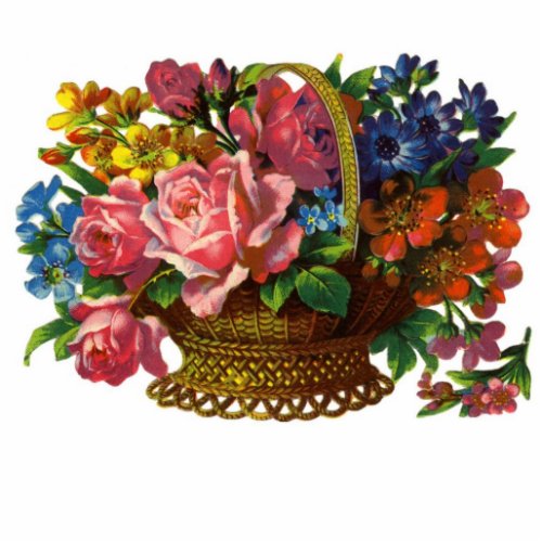 Victorian Basket of Flowers Photo  Statuette
