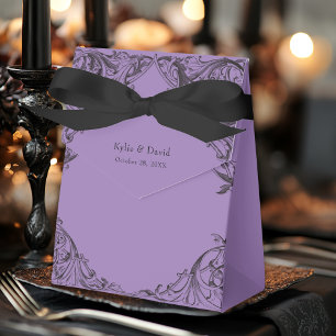 Victorian Bat Until Death Black & Purple Wedding Favor Boxes