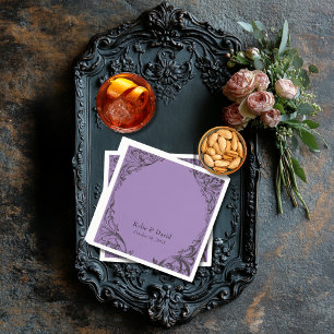 Victorian Bat Until Death Black & Purple Wedding Napkins