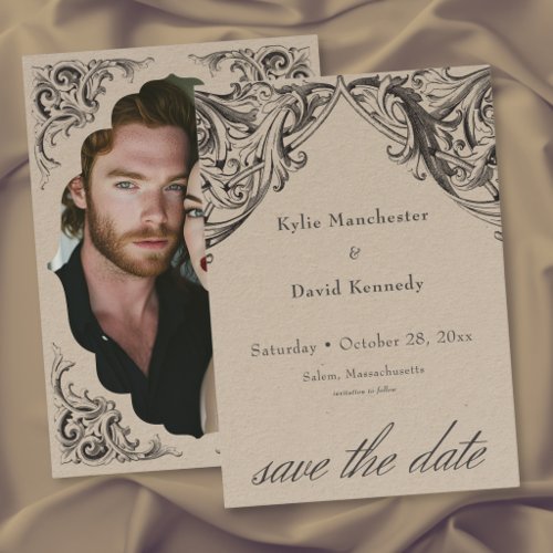 Victorian Bat Until Death Black Tan Photo Wedding Save The Date