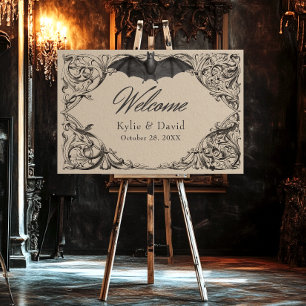 Victorian Bat Until Death Black & Tan Wedding Foam Board