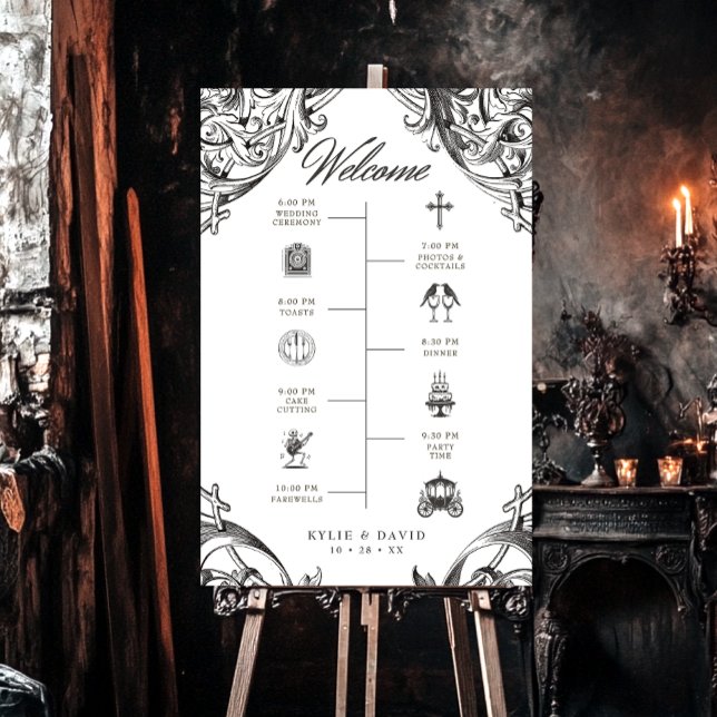 Victorian Bat Until Death Black & White Timeline Foam Board (Creator Uploaded)