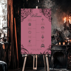 Victorian Bat Until Death Black & Wine Timeline Foam Board