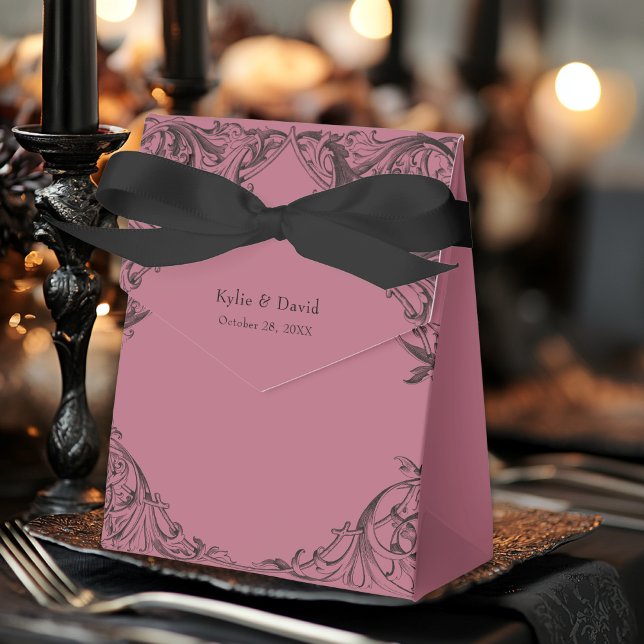 Victorian Bat Until Death Black & Wine Wedding Favor Boxes (Creator Uploaded)