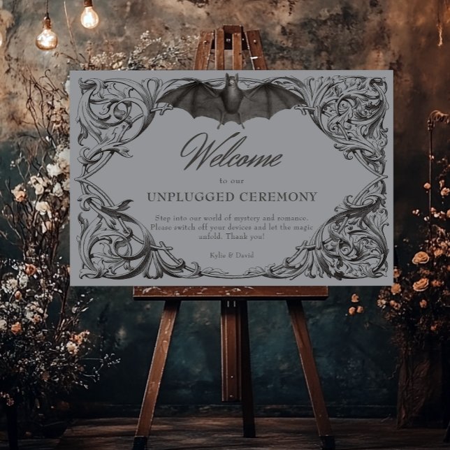 Victorian Bat Until Death Gray Unplugged Wedding Foam Board (Victorian Bat Until Death Gray Unplugged Wedding Foam Board)