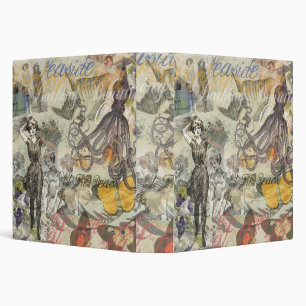 Victorian Bathing Beauty Kraken Vintage Surrealism 3 Ring Binder