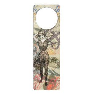 Victorian Bathing Beauty Kraken Vintage Surrealism Door Hanger