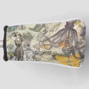 Victorian Bathing Beauty Kraken Vintage Surrealism Golf Head Cover
