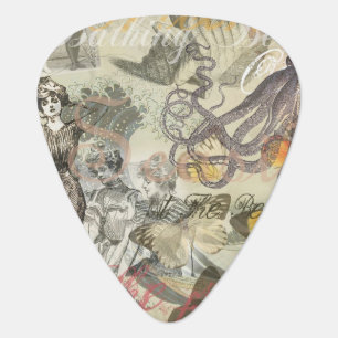Victorian Bathing Beauty Kraken Vintage Surrealism Guitar Pick
