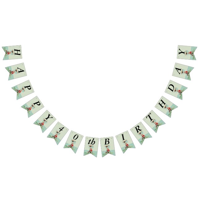 Victorian Bathing Beauty Parasol Swimmers Blue Bunting Flags (All)